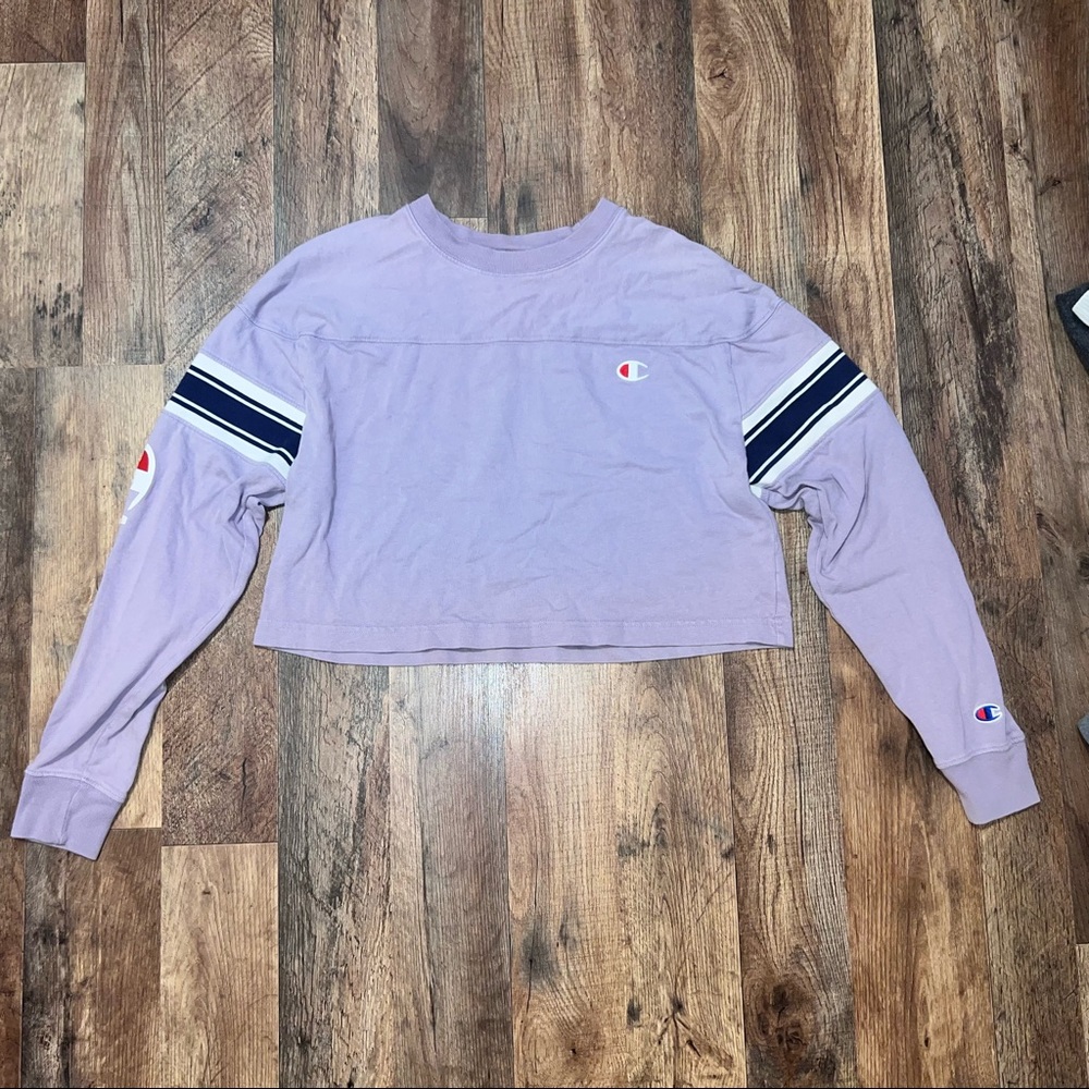 Vintage Champion cropped long sleeve shirt purple crop top